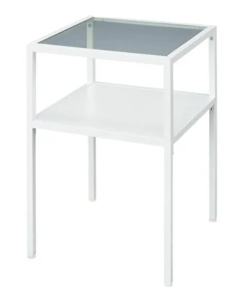 Side Table Tempered Glass White