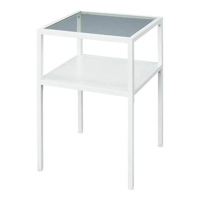 Side Table Tempered Glass White