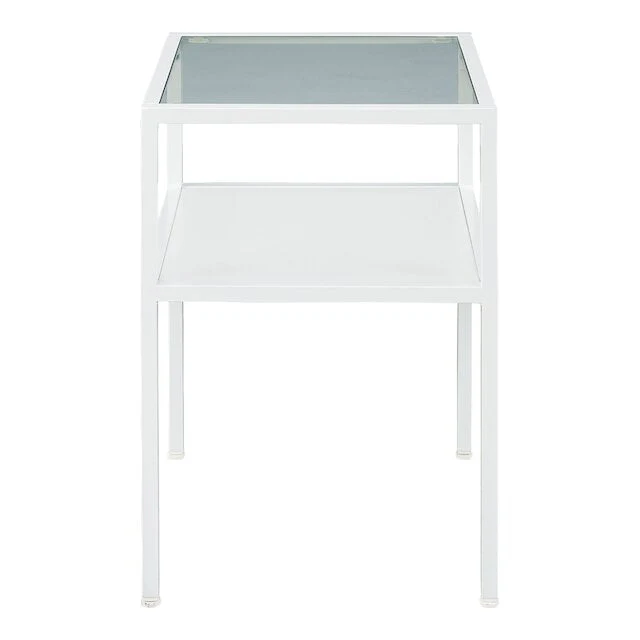 Side Table Tempered Glass White