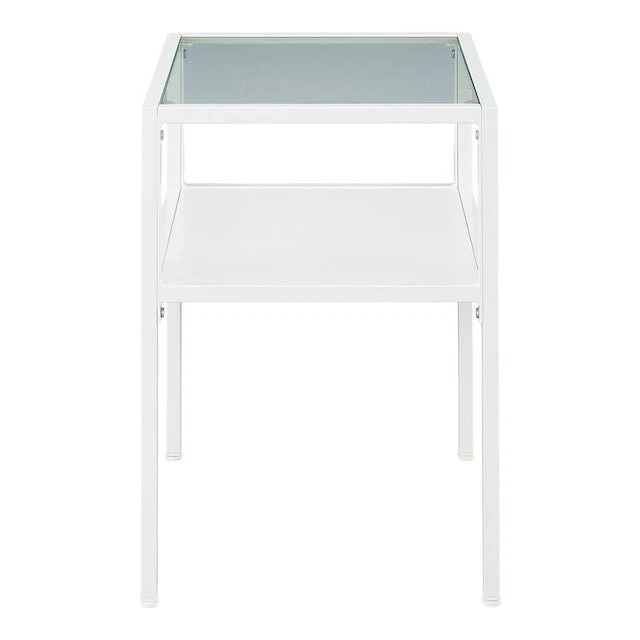 Side Table Tempered Glass White
