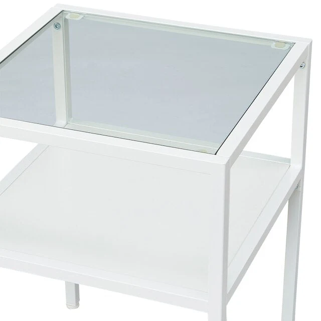 Side Table Tempered Glass White
