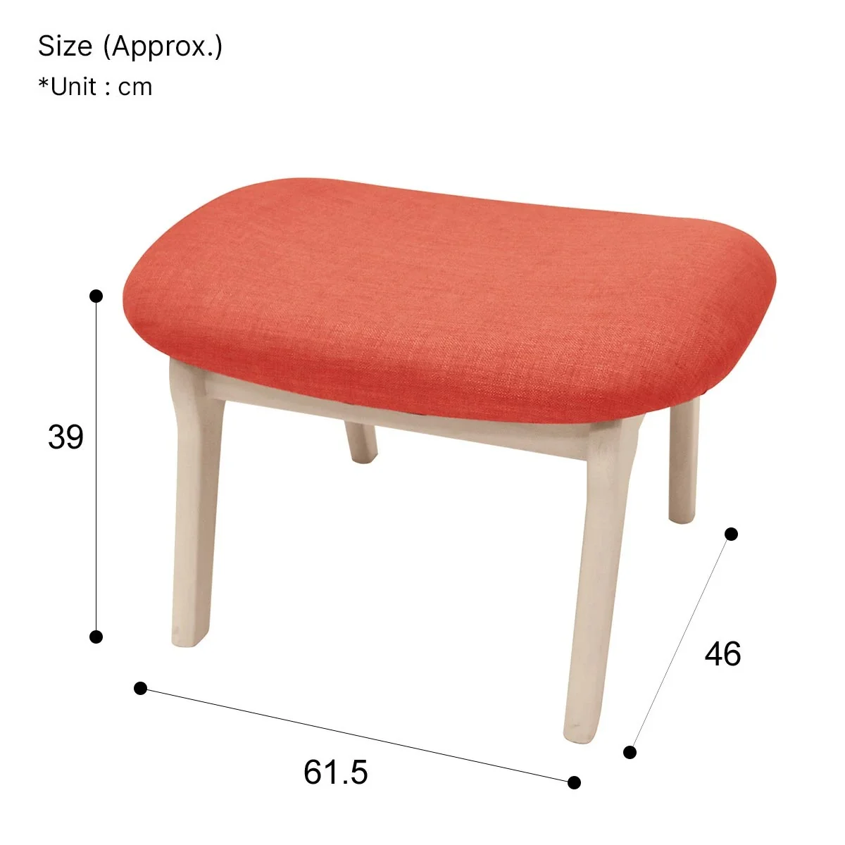 Stool Relax Wide Whitewash / Orange